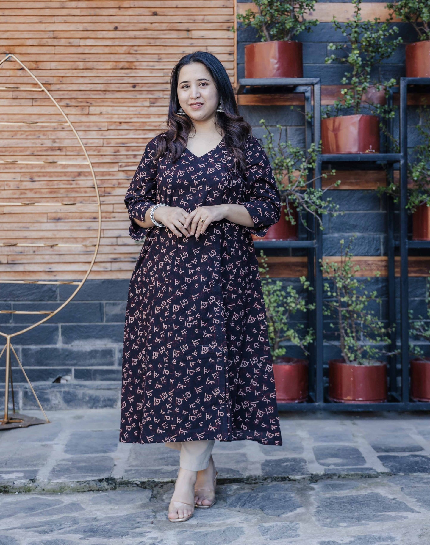 Drishti Ajrakh Handblock Angrakha Cotton Kurta