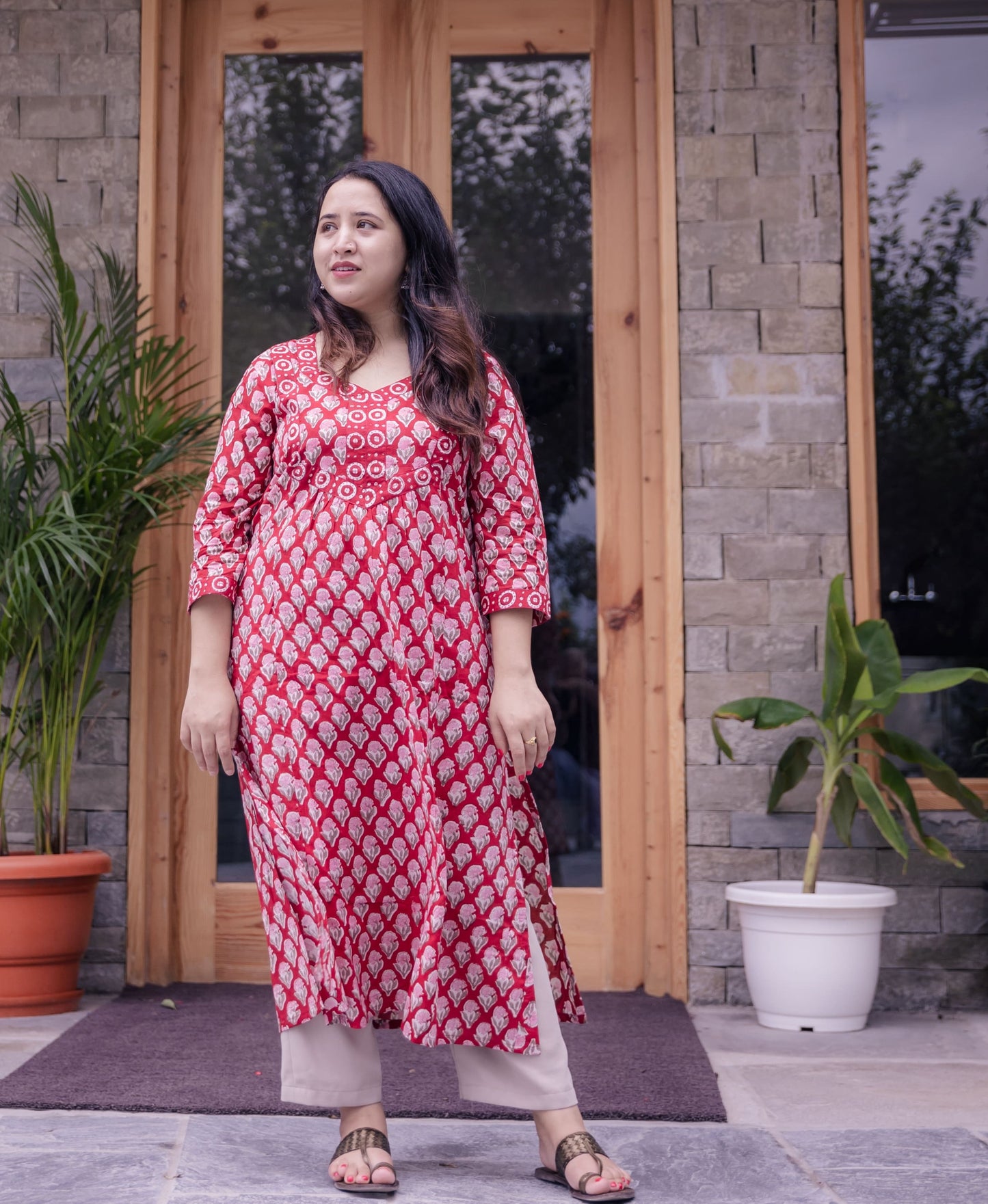 Suhani Sanganeri A-line Long cotton Kurta