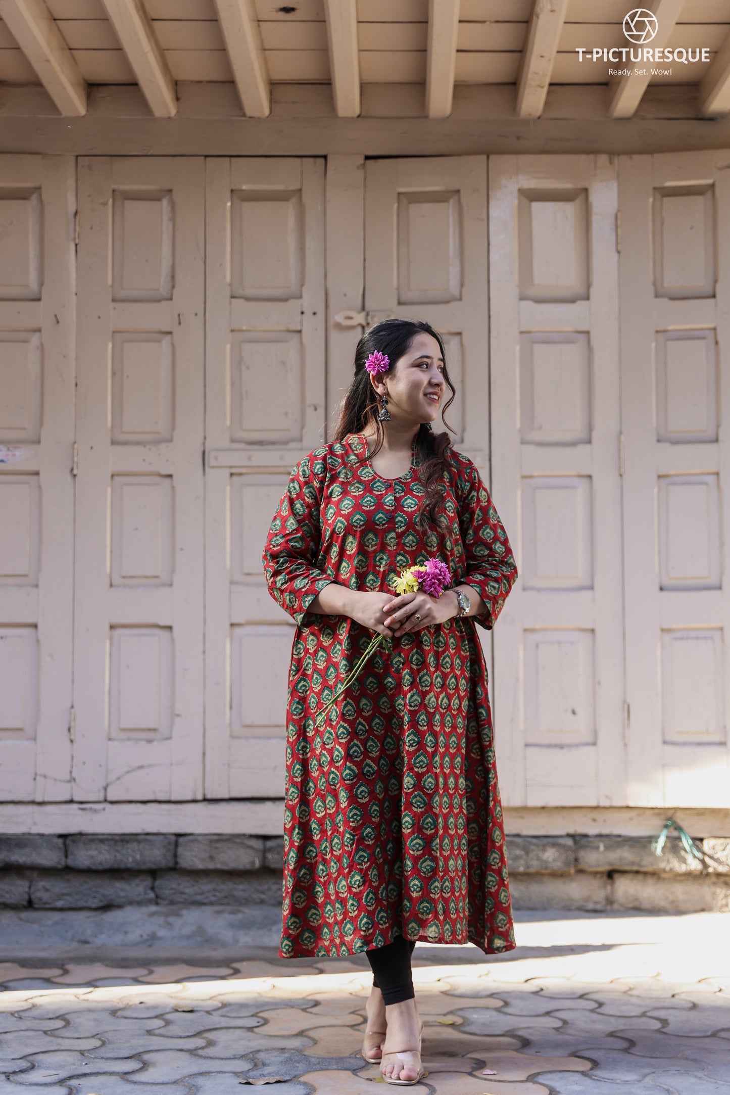 shivani Bagru A-line long kurta