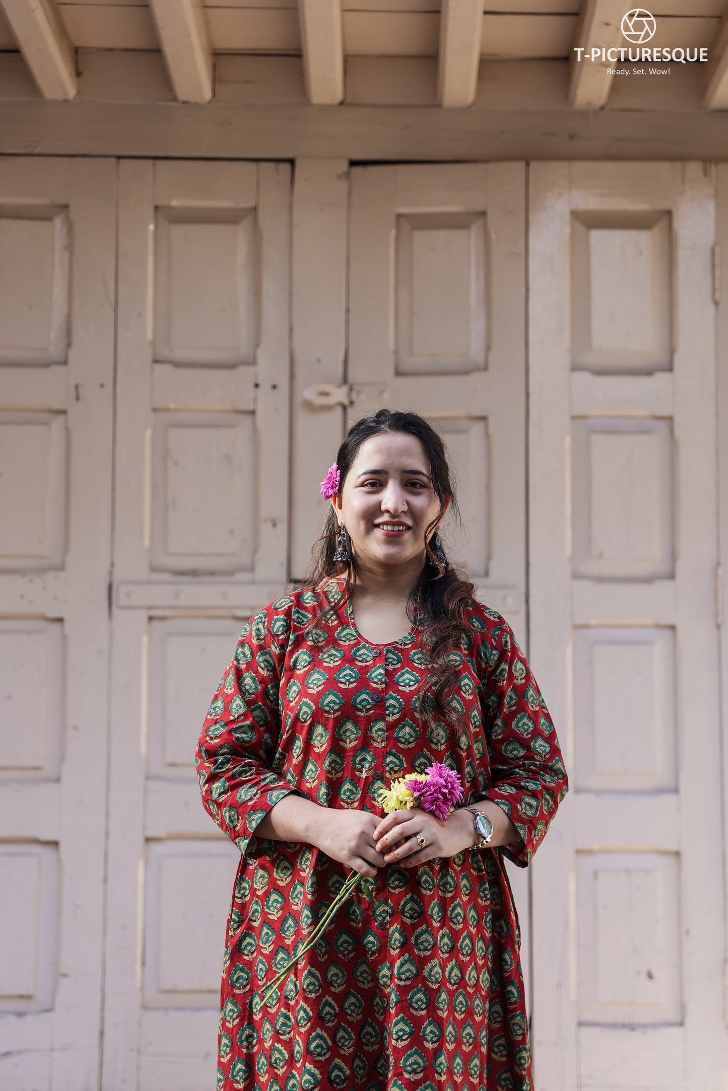 shivani Bagru A-line long kurta