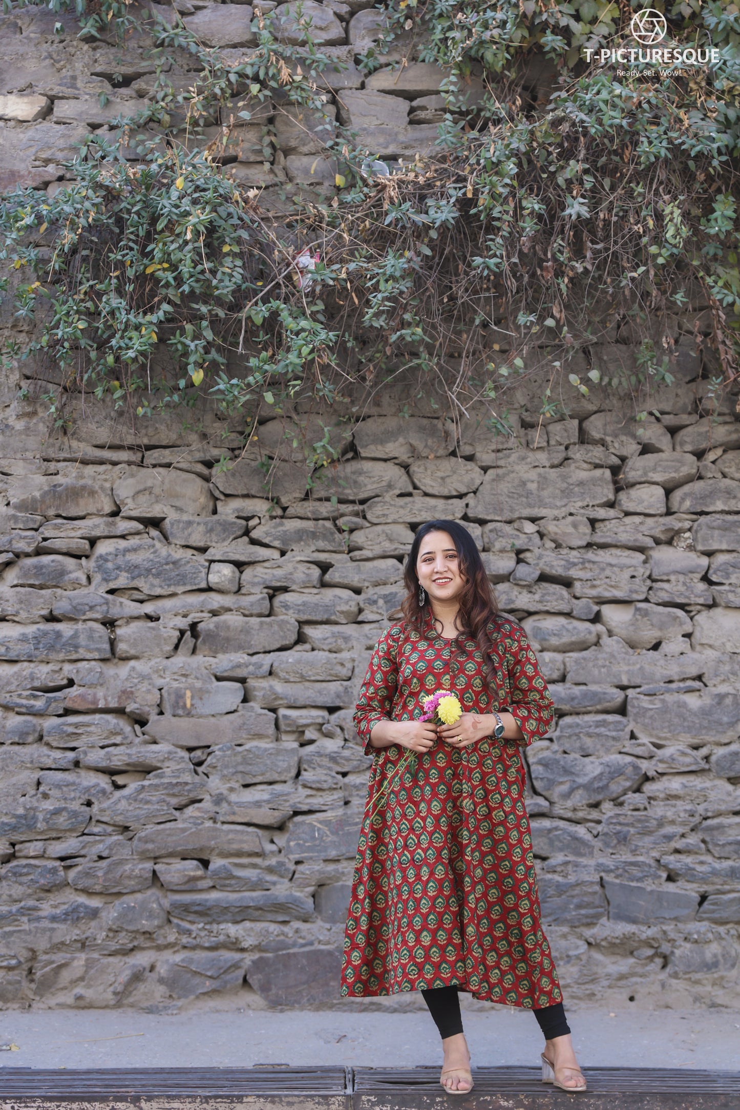 shivani Bagru A-line long kurta
