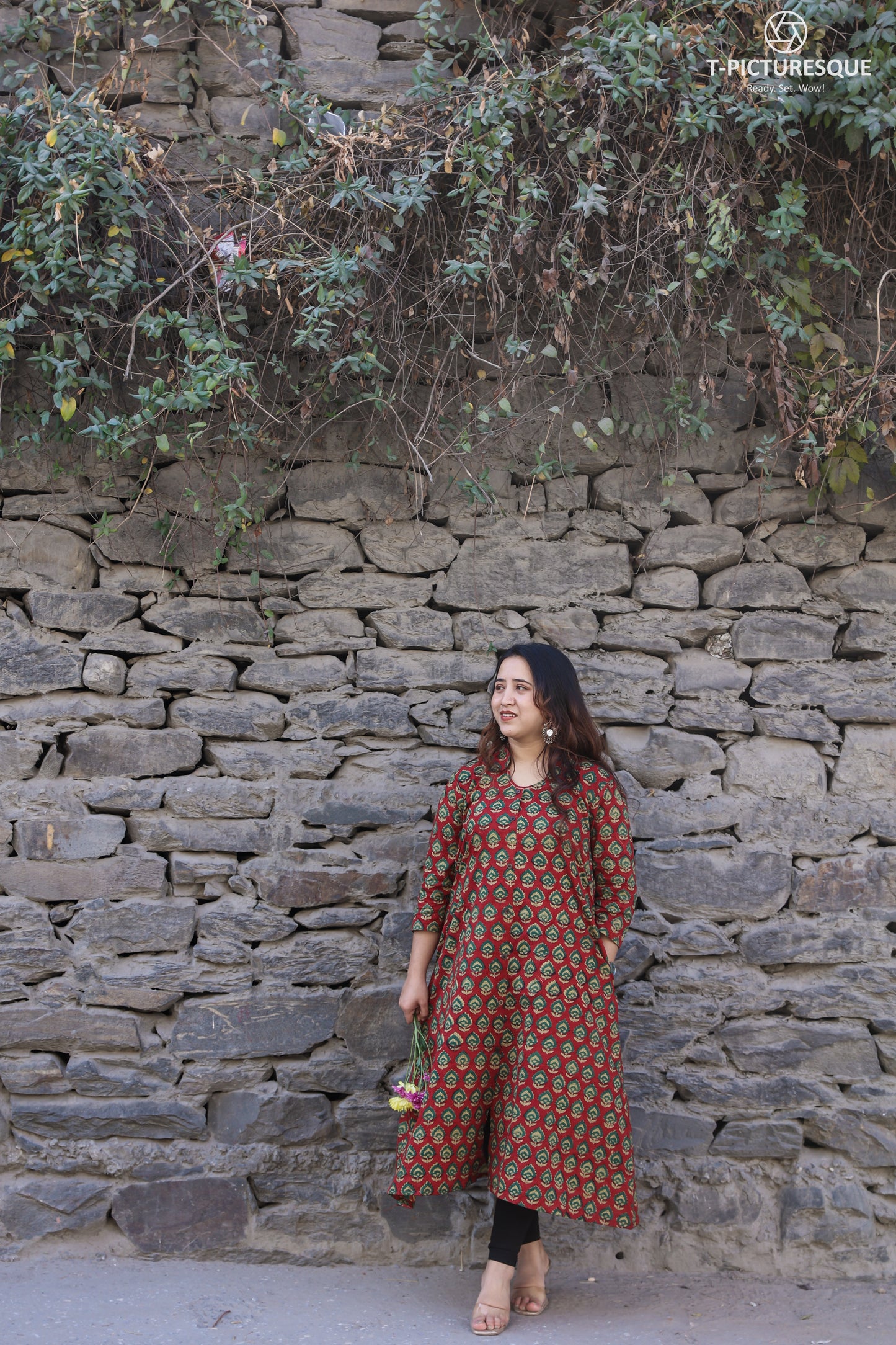 shivani Bagru A-line long kurta