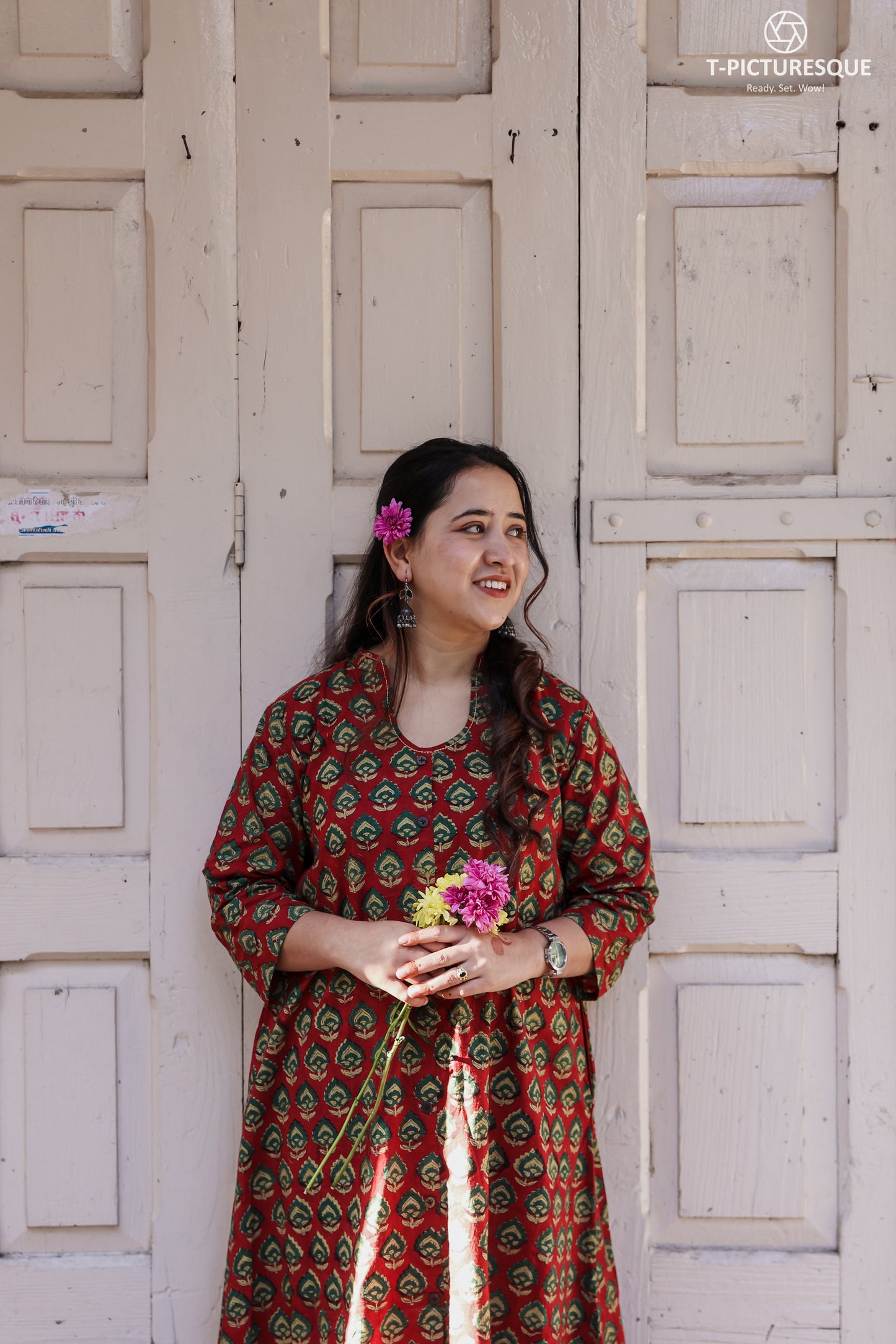 shivani Bagru A-line long kurta