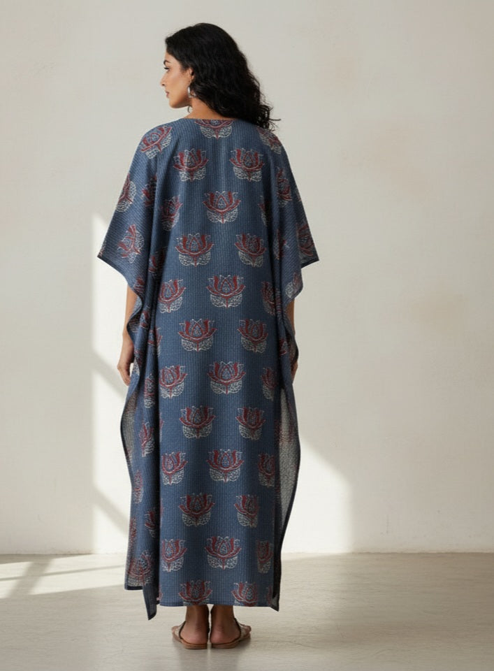 Piya Ajrakh Cotton Kaftan With pockets