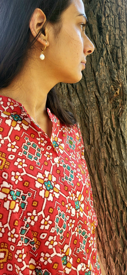 A-line long printed kurta