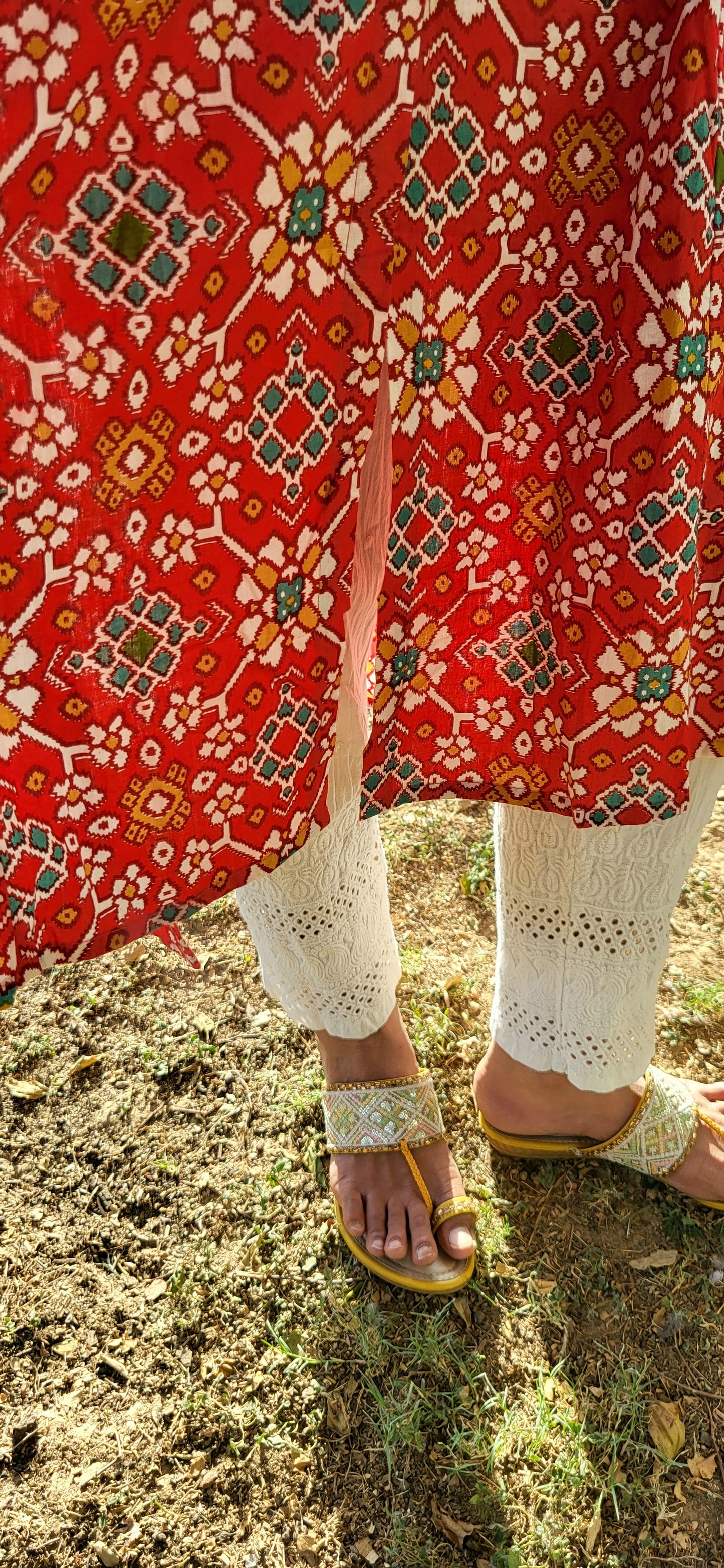 A-line long printed kurta