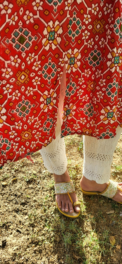 A-line long printed kurta