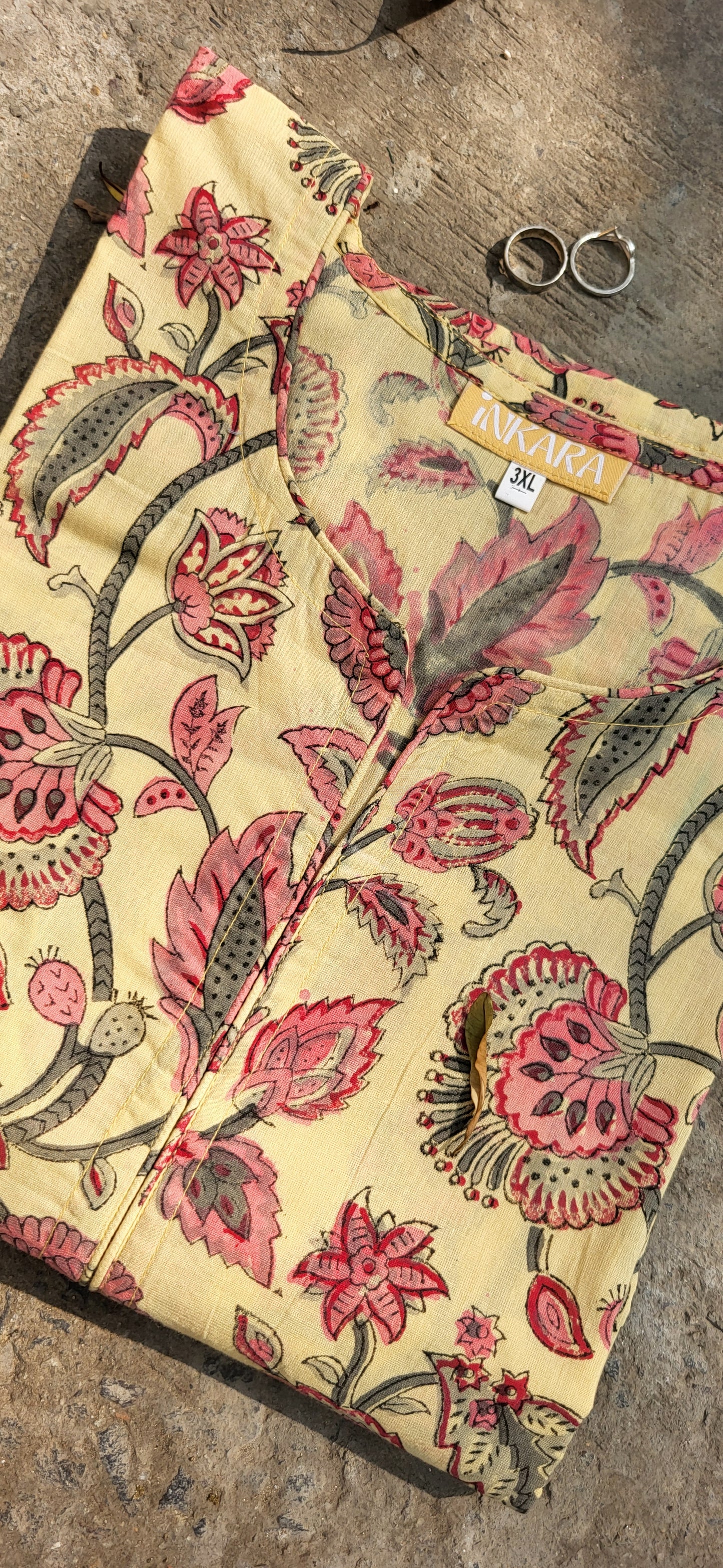Rashi Bagru Floral A -line long kurta