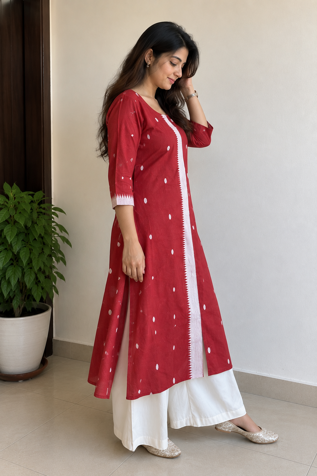 Bhavi Handloom Cotton A-line Kurta