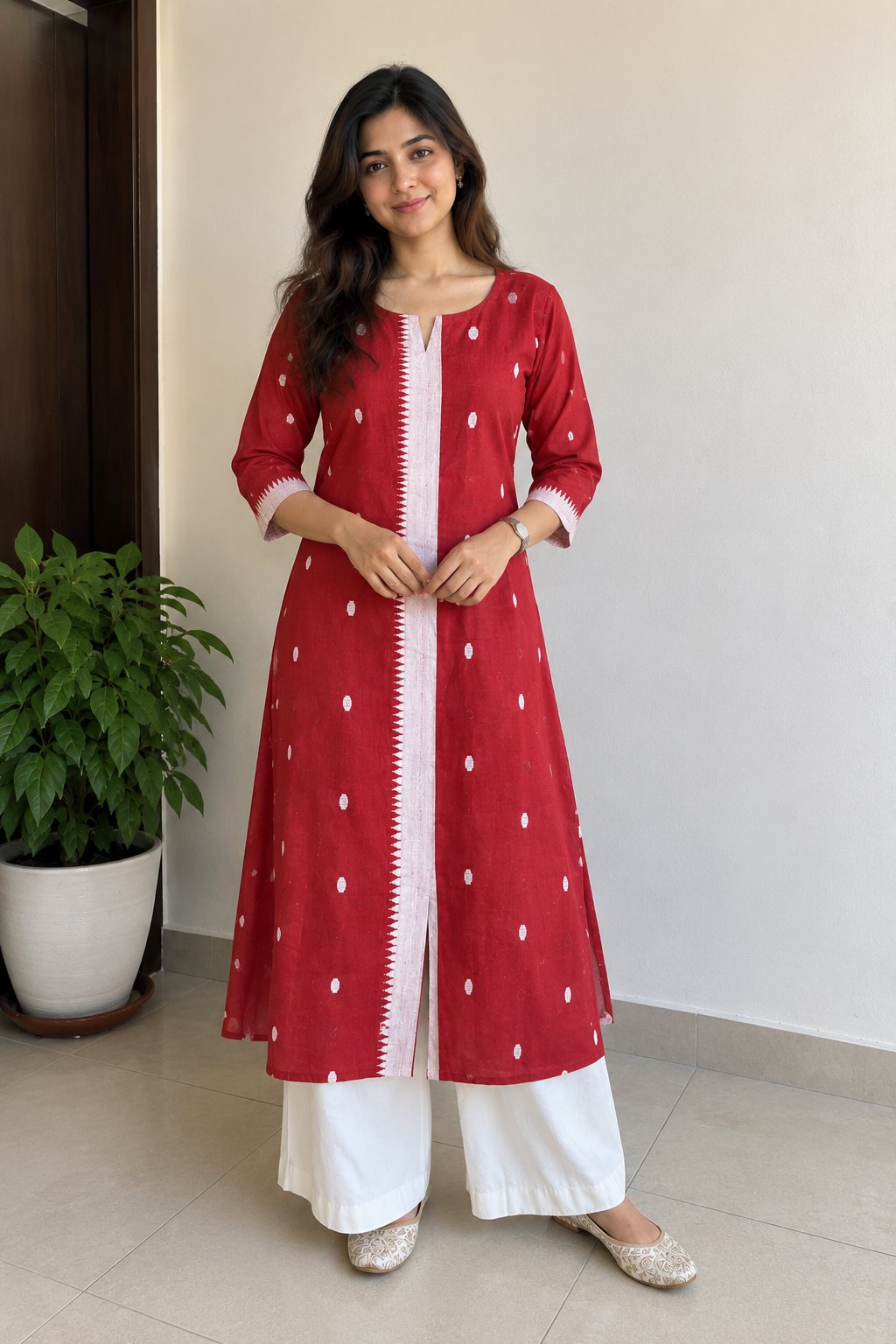 Bhavi Handloom Cotton A-line Kurta