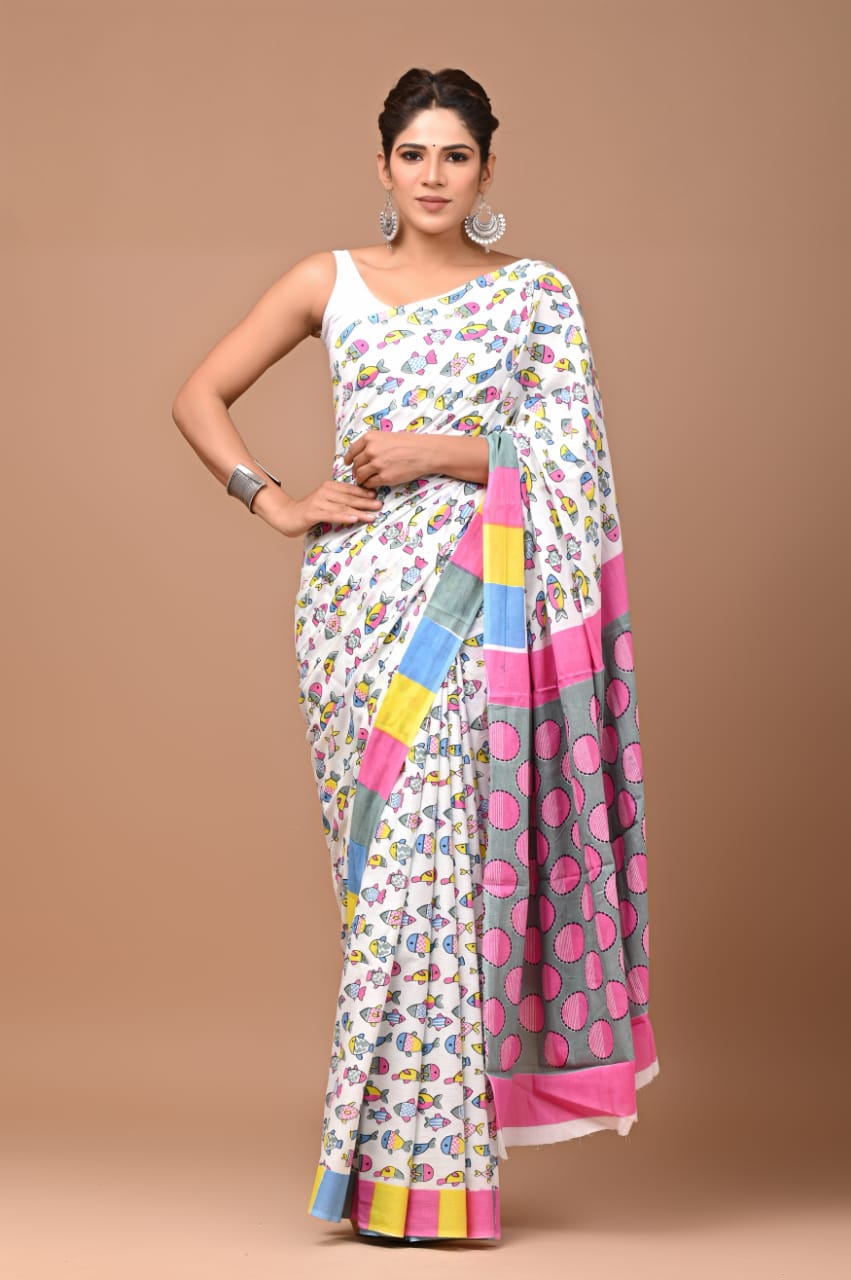 Mul cotton Qukiry print saree