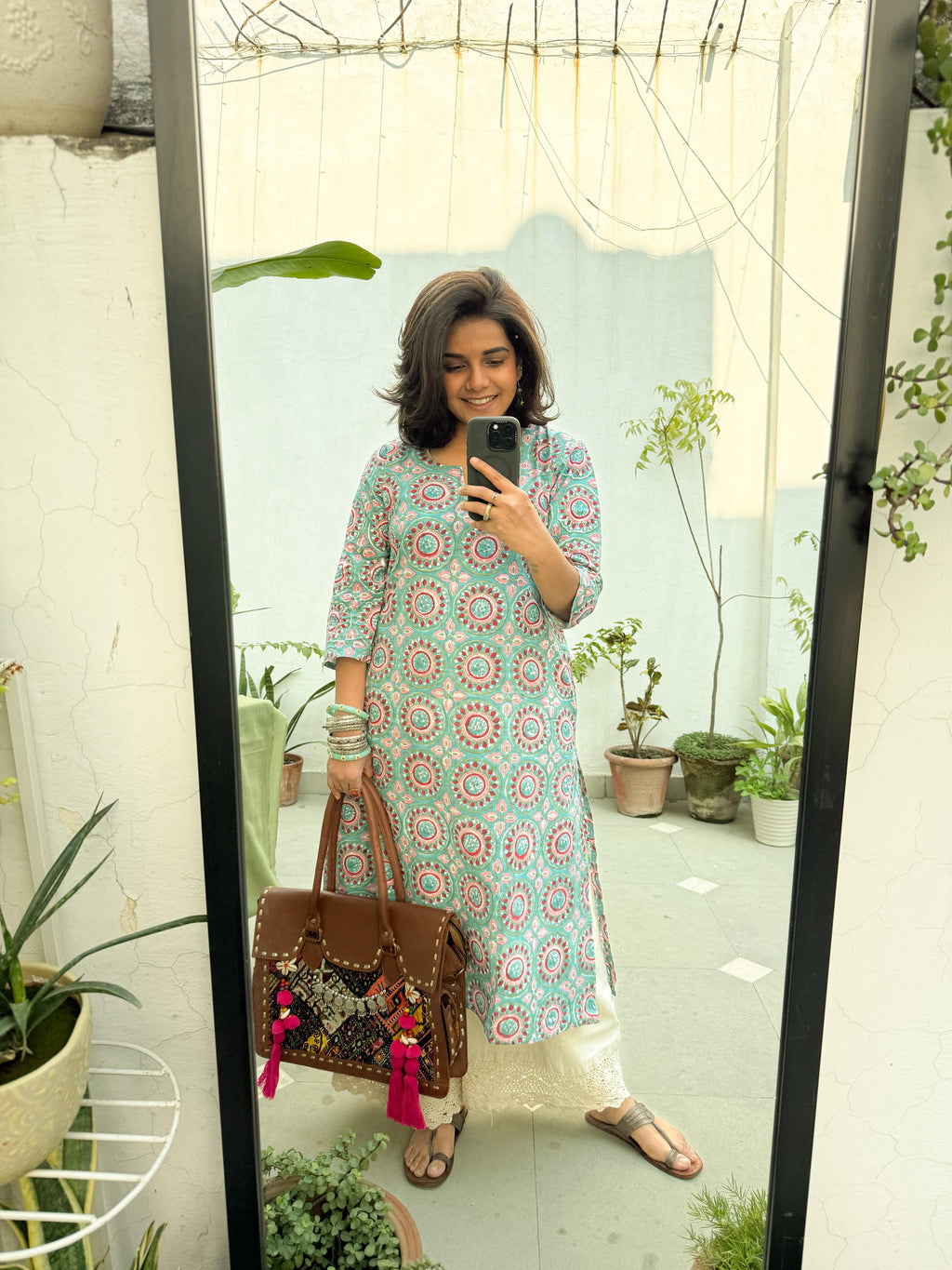 Sanganeri A-line Long Cotton Kurta