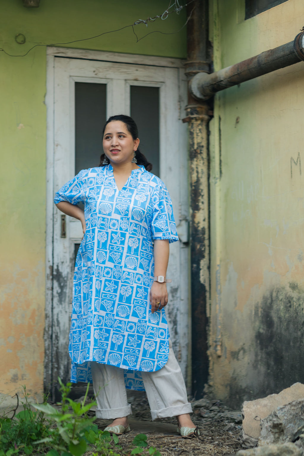 Sanganeri Long Cotton Kurta