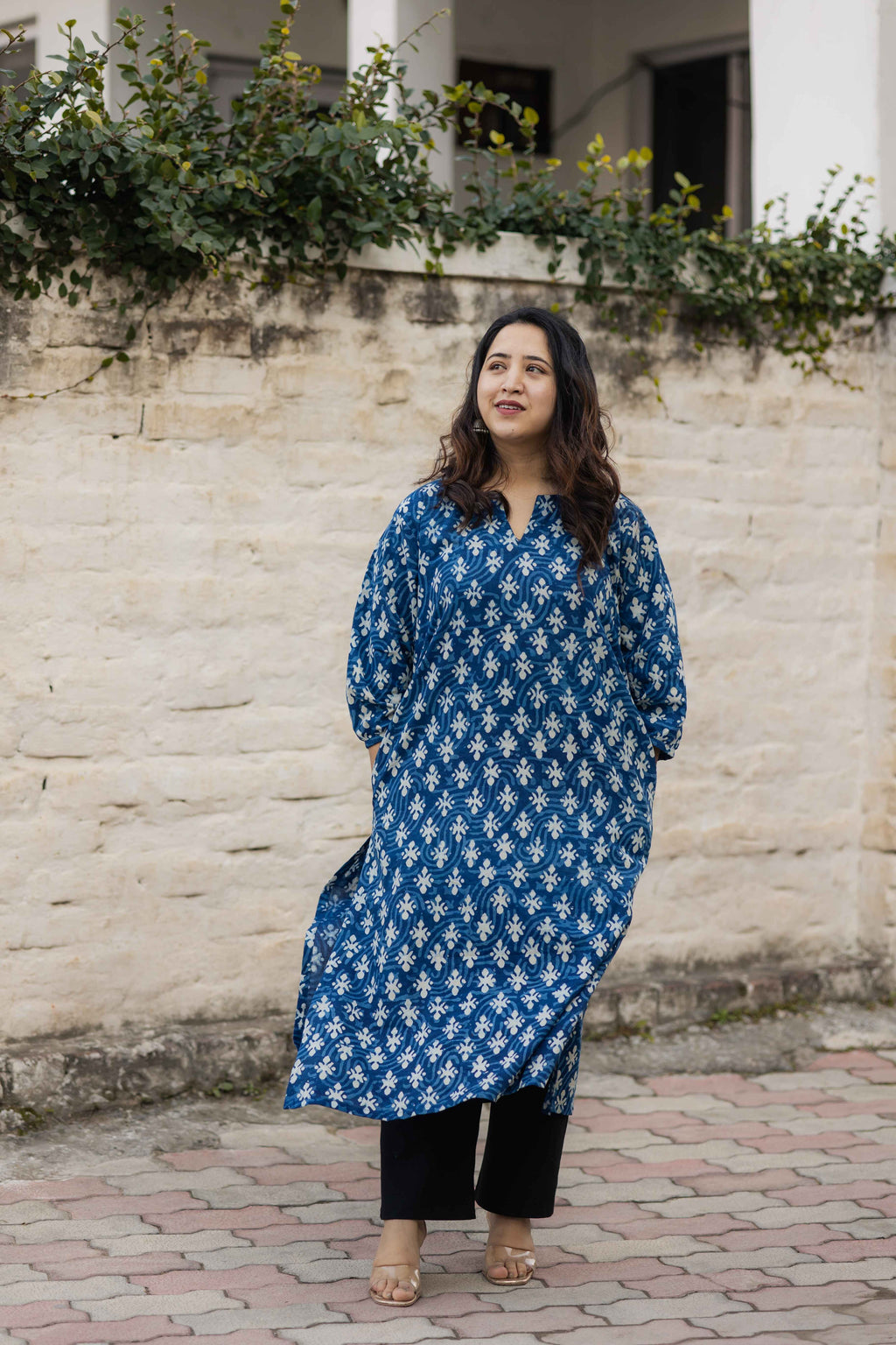 Priya Indigo Long Flared Kurta