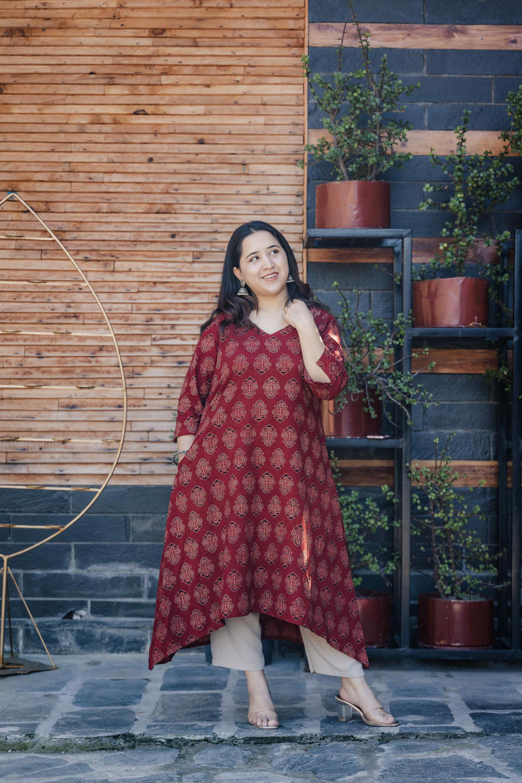 Ajrakh A-line Long Kurta