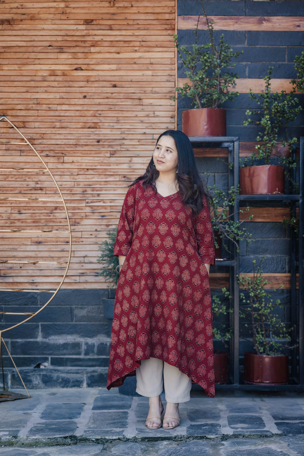 Ajrakh A-line Long Kurta