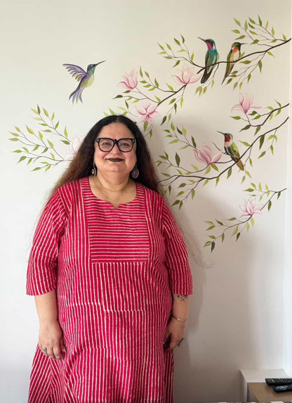 Arvi Sanganeri Printed  A-line Cotton kurta
