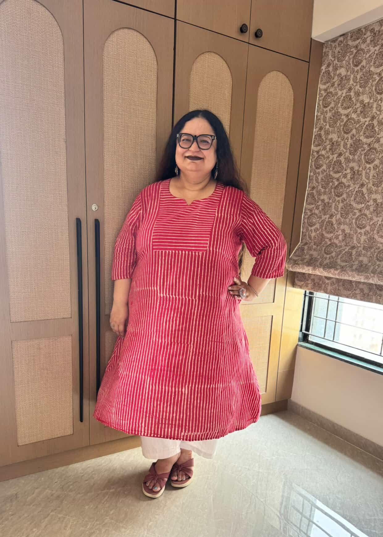 Arvi Sanganeri Printed  A-line Cotton kurta
