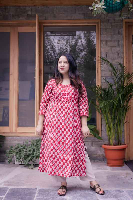 Suhani Sanganeri A-line Long cotton Kurta