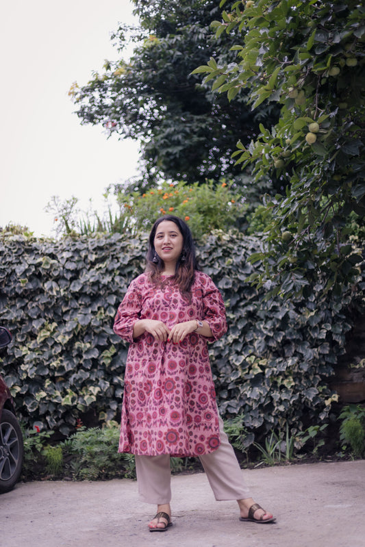 Ahani Ajrakh Blockprinted Short Cotton Kurta