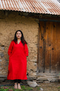 Shivani Solid Red A-line Kurta