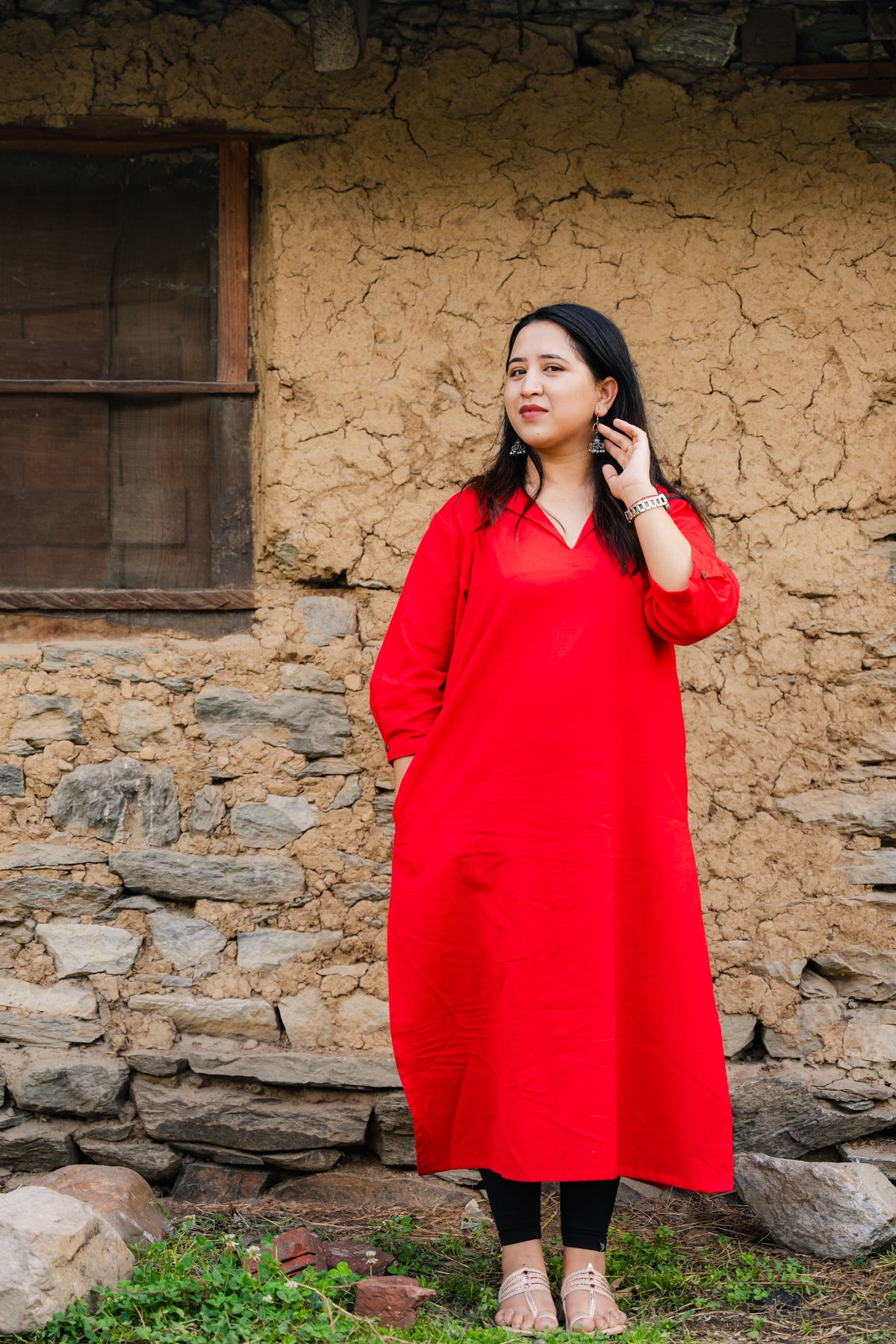 Kiran Solid A-line Long Kurta