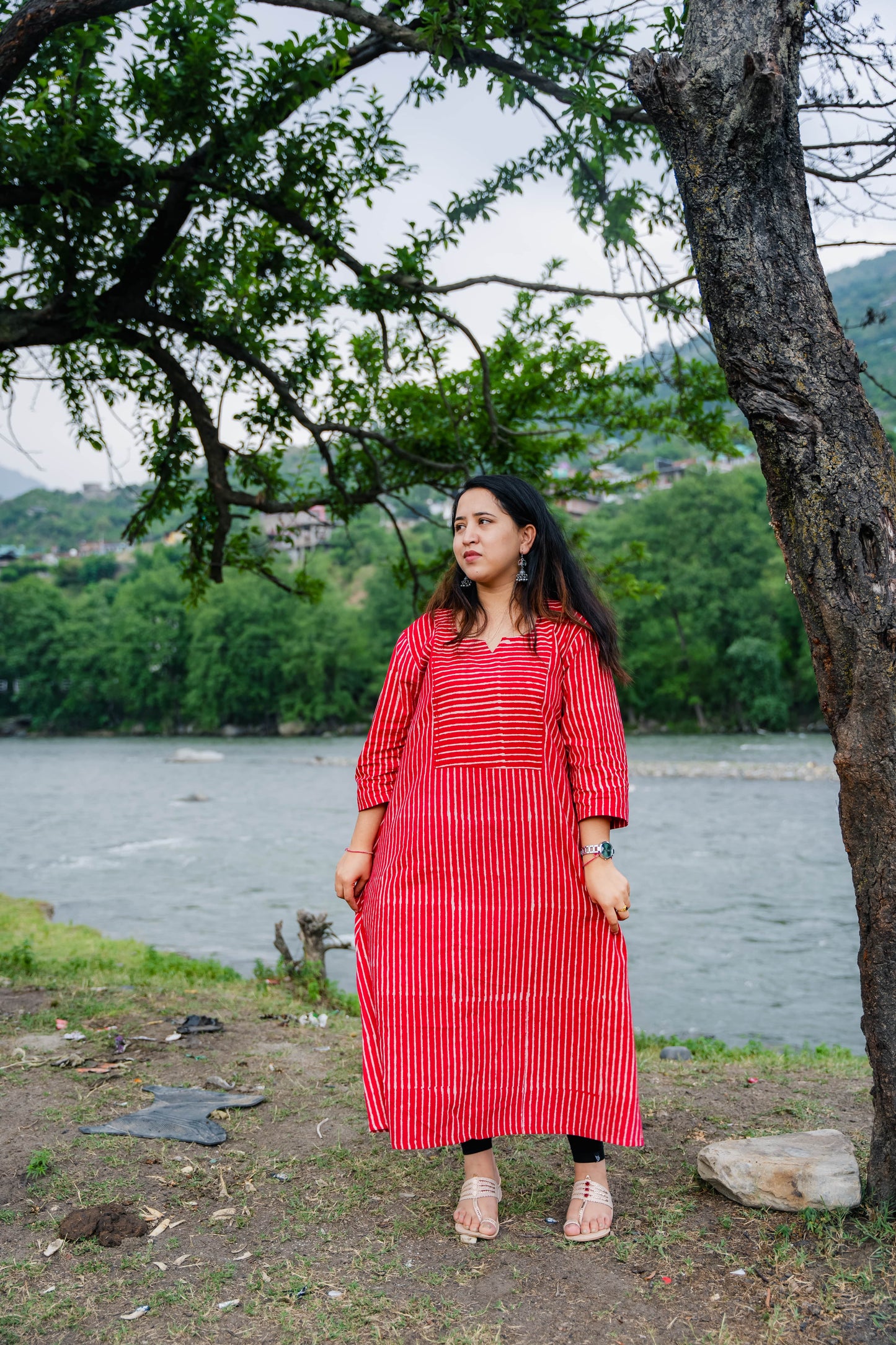 Arvi Sanganeri Printed  A-line Cotton kurta