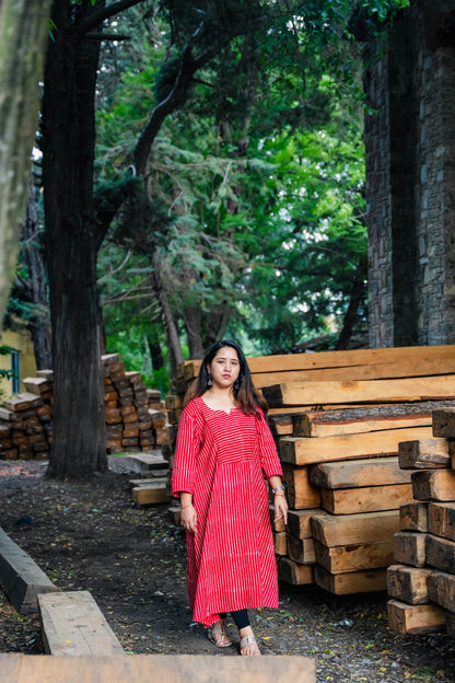 Arvi Sanganeri Printed  A-line Cotton kurta