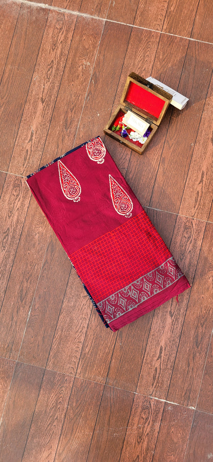 Bagru mul cotton saree