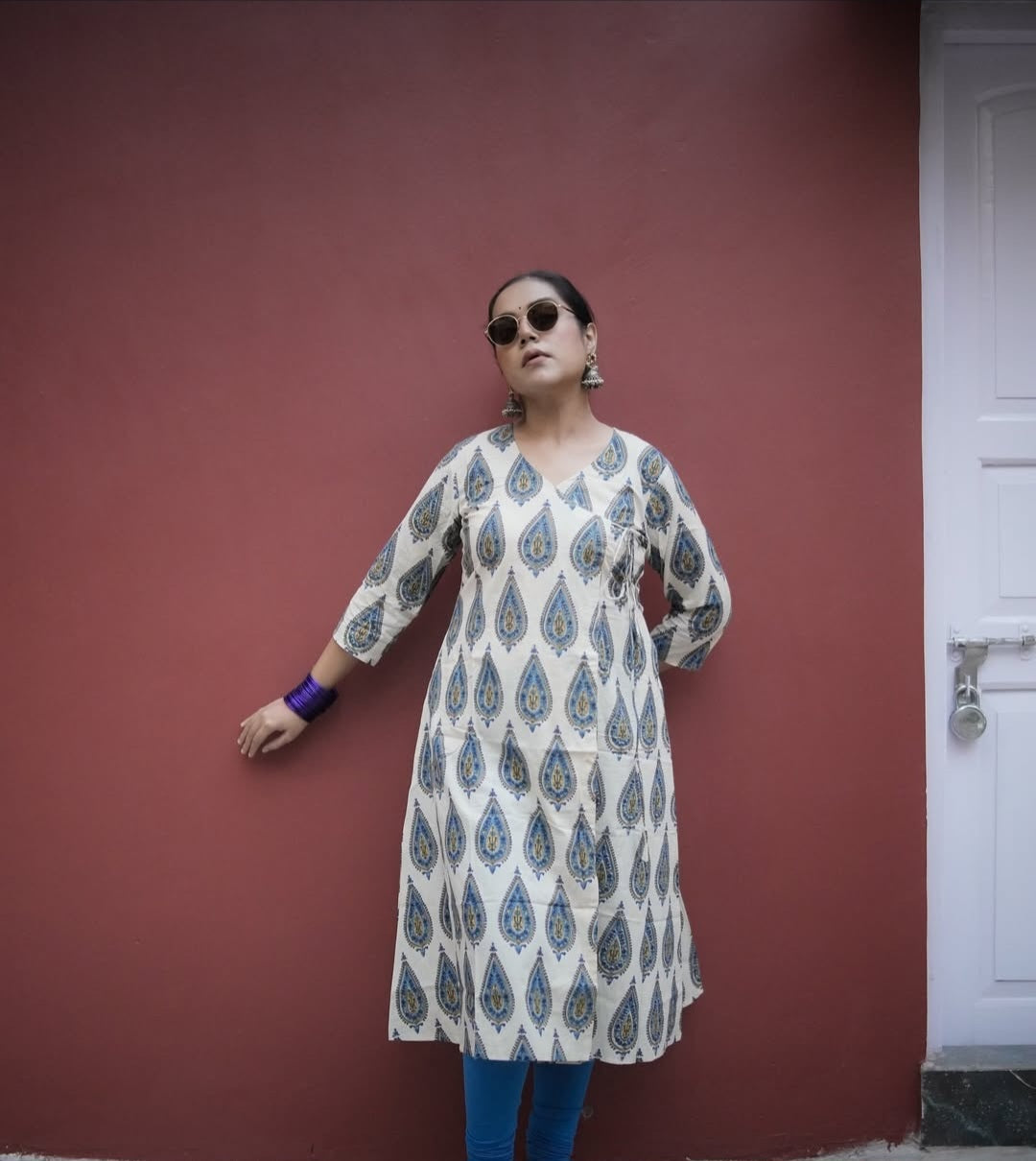 kashi sanganeri Angrakha cotton kurta