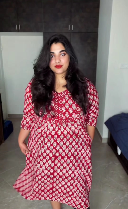 Suhani Sanganeri A-line Long cotton Kurta