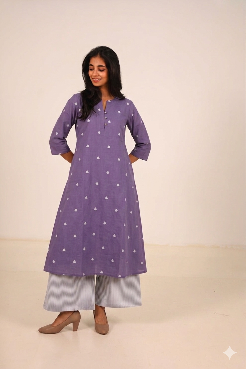 Astha Lavender  Handloom A-line kurta