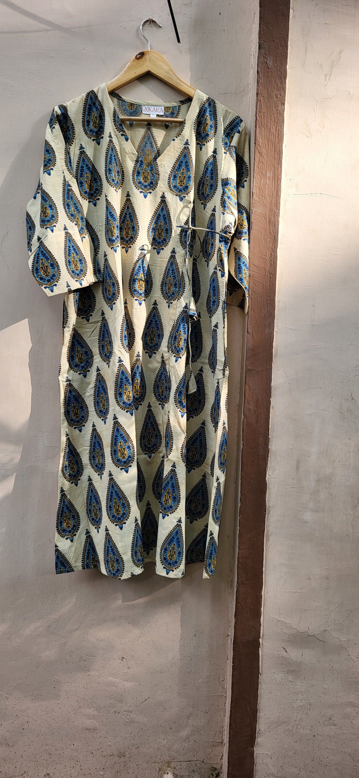 Kashi Bagru  Angrakha style long kurta